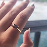 1.10 Karat Smoky Taşlı Octagon Pırlanta Montörü 14 Ayar Altın Evlilik Teklifi Yüzüğü