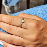 Green Taşlı Tek Taş Evlilik Teklifi Yüzüğü-0.90 Karat Kristal Opal 14 Ayar Altın Yüzük