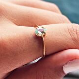 0.90 Karat Su Yeşili Tektaş Evlilik Teklifi Pırlanta Montörü Tektaş 14 Ayar Altın Tarz Yüzük