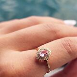 Vintage Sultanayt Taşlı Altın Evlilik Teklifi Hediye 14 Ayar Altın Yüzük 