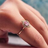 Vintage Sultanayt Taşlı Altın Evlilik Teklifi Hediye 14 Ayar Altın Yüzük 