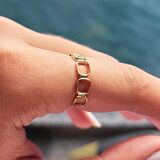 Kapalıçarşı Kare Sıralı 14 Ayar Tasarım Altın Yüzük