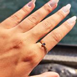 İtalyan Kol 0.30 Karat Mistik Topaz Taşlı Tek Taş Yüzük-Mistik Topaz 14 Ayar Altın Yüzük