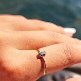 İtalyan Kol 0.30 Karat Mistik Topaz Taşlı Tek Taş Yüzük-Mistik Topaz 14 Ayar Altın Yüzük