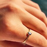 İtalyan Kol 0.30 Karat Mistik Topaz Taşlı Tek Taş Yüzük-Mistik Topaz 14 Ayar Altın Yüzük