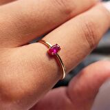 İtalyan Kol 0.30 Karat Ruby Taşlı Tek Taş Yüzük-Ruby 14 Ayar Altın Yüzük