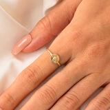 Gümüş Yüzük - 0.10 Karat Signity Swarovski Taşlı Pırlanta Montörü 925 Ayar Gümüş Yüzük-Güneş Yüzük 