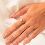 Gümüş Yüzük - Güneş Işıltı Yüzük 0.10 Karat Firuze Taşlı Pırlanta Montörü 925 Ayar Gümüş Yüzük