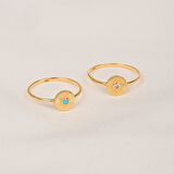 Gümüş Yüzük - Güneş Işıltı Yüzük 0.10 Karat Firuze Taşlı Pırlanta Montörü 925 Ayar Gümüş Yüzük