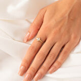 Signity Swarovski Taşlı Tek Taş Evlilik Teklifi Yüzüğü-0.90 Karat Kristal Opal 925 Ayar Gümüş Yüzük