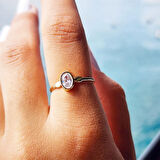 Signity Swarovski Taşlı Tek Taş Evlilik Teklifi Yüzüğü-0.90 Karat Kristal Opal 925 Ayar Gümüş Yüzük