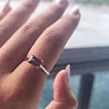 Gümüş Yüzük - 1.10 Karat Smoky Taşlı Octagon Pırlanta Montörü 925 Ayar Gümüş Evlilik Teklifi Yüzüğü