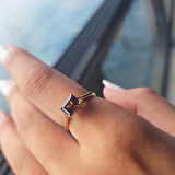 Gümüş Yüzük - 1.10 Karat Smoky Taşlı Octagon Pırlanta Montörü 925 Ayar Gümüş Evlilik Teklifi Yüzüğü