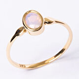 Gümüş Yüzük - Pembe Quarts Taşlı Tektaş Evlilik Teklifi Yüzüğü-0.90 Karat Opal 925 Ayar Gümüş Yüzük