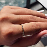 Gümüş Yüzük - 0.30 Karat Yarım Tur Smoky Taşlı 925 Ayar Hediye Gümüş Yüzük 