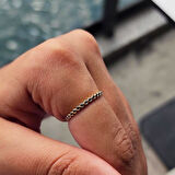 Gümüş Yüzük - 0.30 Karat Yarım Tur Smoky Taşlı 925 Ayar Hediye Gümüş Yüzük 