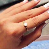 Gümüş Yüzük - Opal Taşlı Modern 925 Ayar Gümüş Tek Taş Evlilik Teklifi Yüzüğü