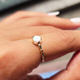 Gümüş Yüzük - Opal Taşlı Modern 925 Ayar Gümüş Tek Taş Evlilik Teklifi Yüzüğü