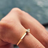 Gümüş Yüzük - Ufuk Çizgisi Şans Totemi İnce Minimal 0,20 Karat Zultanit Taşlı 925 Ayar Gümüş Yüzük