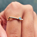 Gümüş Yüzük - Ufuk Çizgisi Şans Totemi Minimal Tasarım 0.20 Karat Firuze Taşlı 925 Ayar Gümüş Yüzük