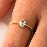 Gümüş Yüzük - 0.90 Karat Su Yeşili Tektaş Evlilik Teklifi Swarovski Tektaş 925 Ayar Gümüş Tarz Yüzük