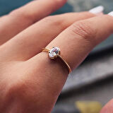 0.90 Karat Signity Swaroski Tektaş Evlilik Teklifi Pırlanta Montörü Tektaş 925 Ayar Gümüş Tarz Yüzük