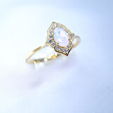 Vintage Pembe Quarz Gümüş Evlilik Teklifi Hediye 925 Ayar Gümüş Yüzük 