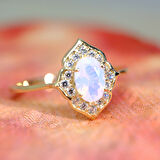 Vintage Pembe Quarz Gümüş Evlilik Teklifi Hediye 925 Ayar Gümüş Yüzük 