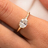 Gümüş Yüzük - 1.10 Karat Yan Swarovski Taşlı Octagon Taş Kesim 925 Ayar Gümüş Evlilik Teklifi Yüzüğü