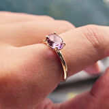 Gümüş Yüzük - 1.10 Karat Yan Zultanit Taşlı Octagon Swarovski 925 Ayar Gümüş Evlilik Teklifi Yüzüğü