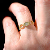 Gümüş Yüzük - Kapalıçarşı Kare Sıralı 925 Ayar Tasarım Gümüş Yüzük