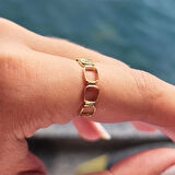 Gümüş Yüzük - Kapalıçarşı Kare Sıralı 925 Ayar Tasarım Gümüş Yüzük