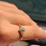 Fox Love Su Yeşili Evlilik Teklifi Prenses 925 Ayar 0.50 Karat Gümüş Yüzük