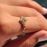 Fox Love Su Yeşili Evlilik Teklifi Prenses 925 Ayar 0.50 Karat Gümüş Yüzük