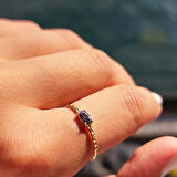 Gümüş Yüzük - Afrodit Eskitme Mistik Topaz Taşlı Evlilik Teklifi 925 Ayar Gümüş Yüzük