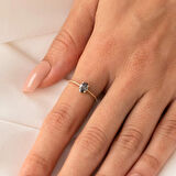 Gümüş Yüzük - Mistik Topaz Oval Taşlı Spor Tek Taş 925 Ayar Gümüş Yüzük