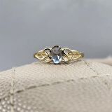 0.60 Karat Zultanit Taşlı Fantazi Modern Tasarım 14 Ayar Altın Evlilik Alyansı