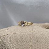 0.60 Karat Zultanit Taşlı Fantazi Modern Tasarım 14 Ayar Altın Evlilik Alyansı