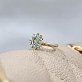 1.05 Karat Green Topaz Taşlı 0.30 Karat Pırlanta(Signty)Taşlı Vintage Tasarım 14 Ayar Altın Yüzük