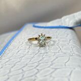 1.05 Karat Green Topaz Taşlı 0.30 Karat Pırlanta(Signty)Taşlı Vintage Tasarım 14 Ayar Altın Yüzük