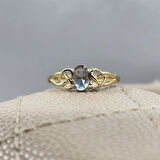 Gümüş Yüzük - 0.60 Karat Zultanit Taşlı Fantazi Modern Tasarım 925 Ayar Gümüş Evlilik Alyansı