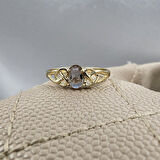 Gümüş Yüzük - 0.60 Karat Zultanit Taşlı Fantazi Modern Tasarım 925 Ayar Gümüş Evlilik Alyansı