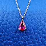 0.25 Karat Ruby Pırlanta Montürü Nano Has Taşlı Hediye 14 Ayar Altın Kolye