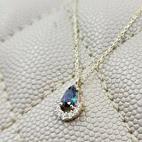 0.50 Karat Mistik Topaz 0.25 Pırlanta Montürü Damla Ay Tasarım Doğal Taşlı 14 Ayar Altın Kolye 
