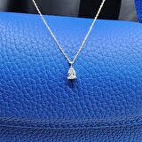 0.25 Karat Signity Swarovski Pırlanta Montürü Nano Has Taşlı Hediye 925 Ayar Gümüş Kolye