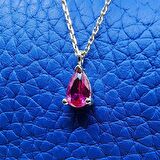 0.25 Karat Ruby Pırlanta Montürü Nano Has Taşlı Hediye 925 Ayar Gümüş Kolye