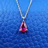 0.25 Karat Ruby Pırlanta Montürü Nano Has Taşlı Hediye 925 Ayar Gümüş Kolye