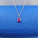 0.25 Karat Ruby Pırlanta Montürü Nano Has Taşlı Hediye 925 Ayar Gümüş Kolye