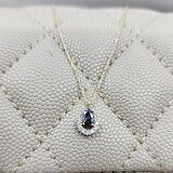 0.50 Karat Mistik Topaz 0.25 Pırlanta Montürü Damla Ay Tasarım Doğal Taşlı 925 Ayar Gümüş Kolye 