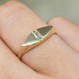 Gümüş Yüzük - Gümüş Mekik Tasarım Signity Swaroski Modern Tarz Minimal Gündelik 925 Ayar Gümüş Yüzük